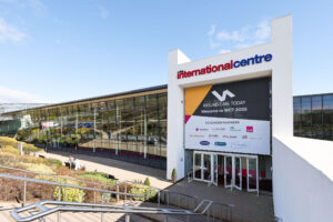 Wound Care Today banners displayed on front entrance of Telford International Centre